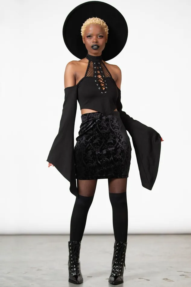 Killstar Velvet Women Doom Duchess Skirt B