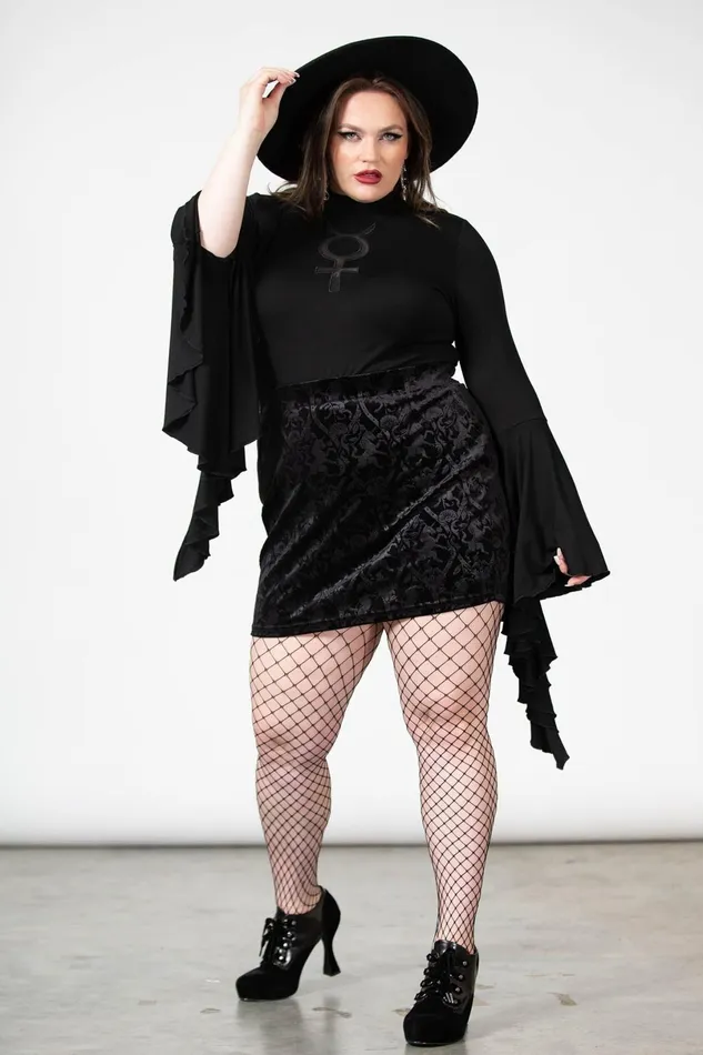 Killstar Velvet Women Doom Duchess Skirt B