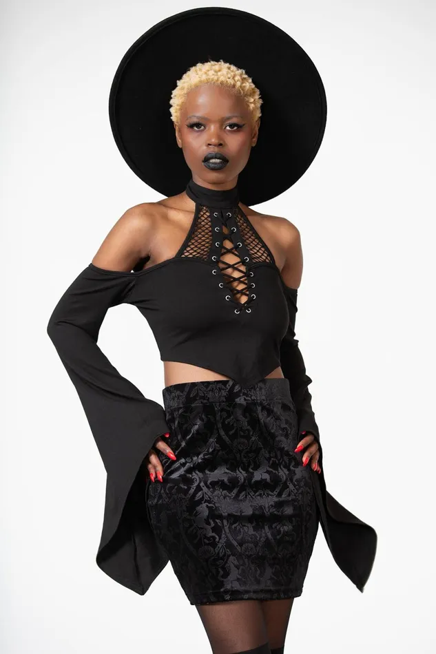 Killstar Velvet Women Doom Duchess Skirt B