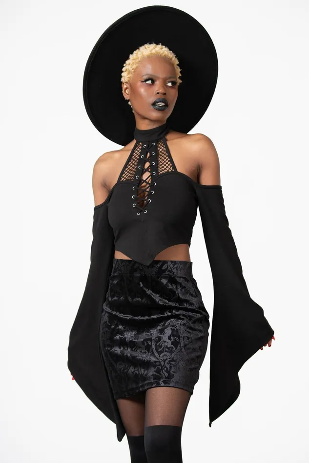 Killstar Velvet Women Doom Duchess Skirt B