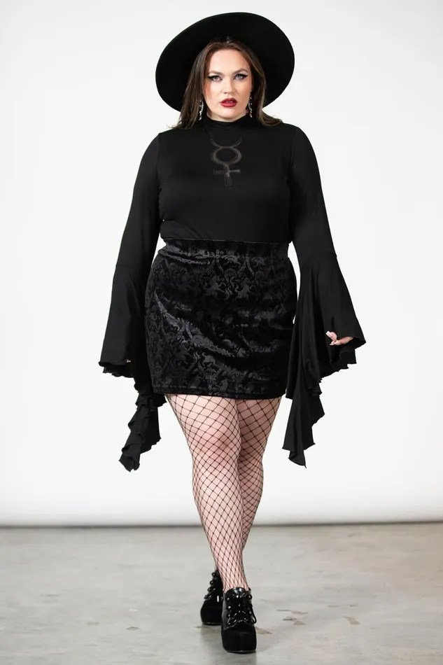 Killstar Velvet Women Doom Duchess Skirt B