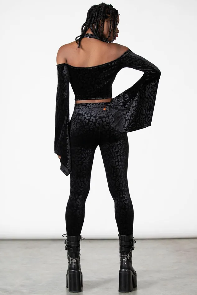 Killstar Velvet Women Felinology Crop Top B