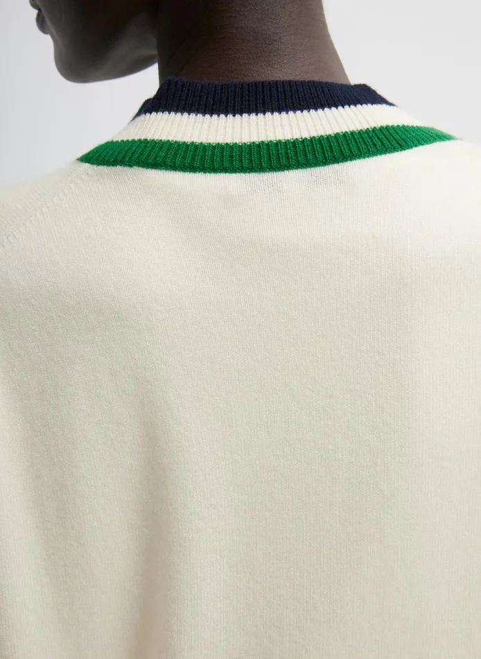 Knitwear and Sweatshirts Women Tibi Washable Cashmere Striped Warp VNeck Pullover