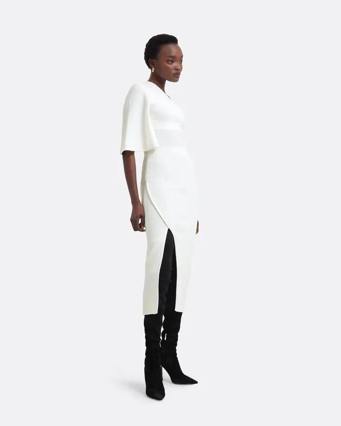 Knitwear Kalypso Ivory Midi Knit Dress Ivory 8211 Safiyaa Women