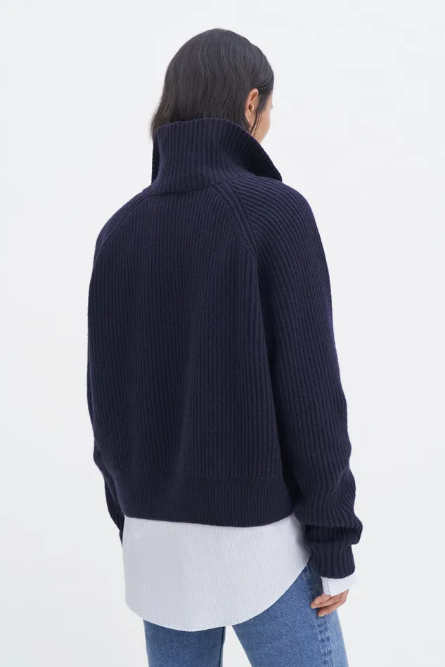 Knitwear Lambswool Buttoned Collar Sweater Navy 8211 filippak Women Knitwear Lambswool Buttoned Collar Sweater Navy 8211 filippak Women