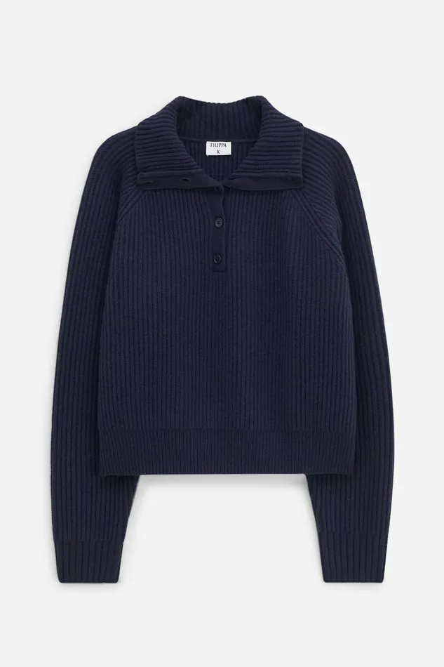 Knitwear Lambswool Buttoned Collar Sweater Navy 8211 filippak Women Knitwear Lambswool Buttoned Collar Sweater Navy 8211 filippak Women