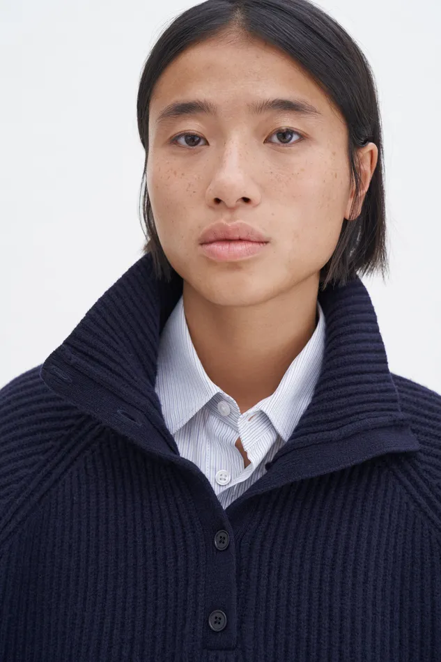 Knitwear Lambswool Buttoned Collar Sweater Navy 8211 filippak Women Knitwear Lambswool Buttoned Collar Sweater Navy 8211 filippak Women