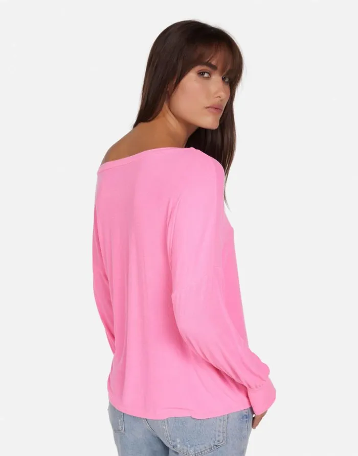 Krista X Lightning Butterfly Neon Pink Women Lauren Moshi Long Sleeve
