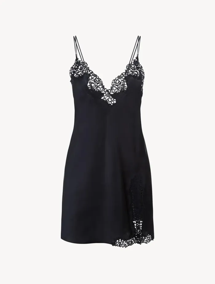 La Perla Black Slip With Macram Women Slips and Dresses