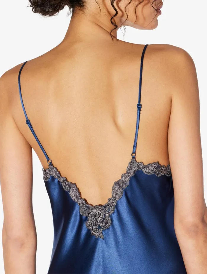 La Perla Blue Long Nightgown With Frastaglio Women Slips and Dresses
