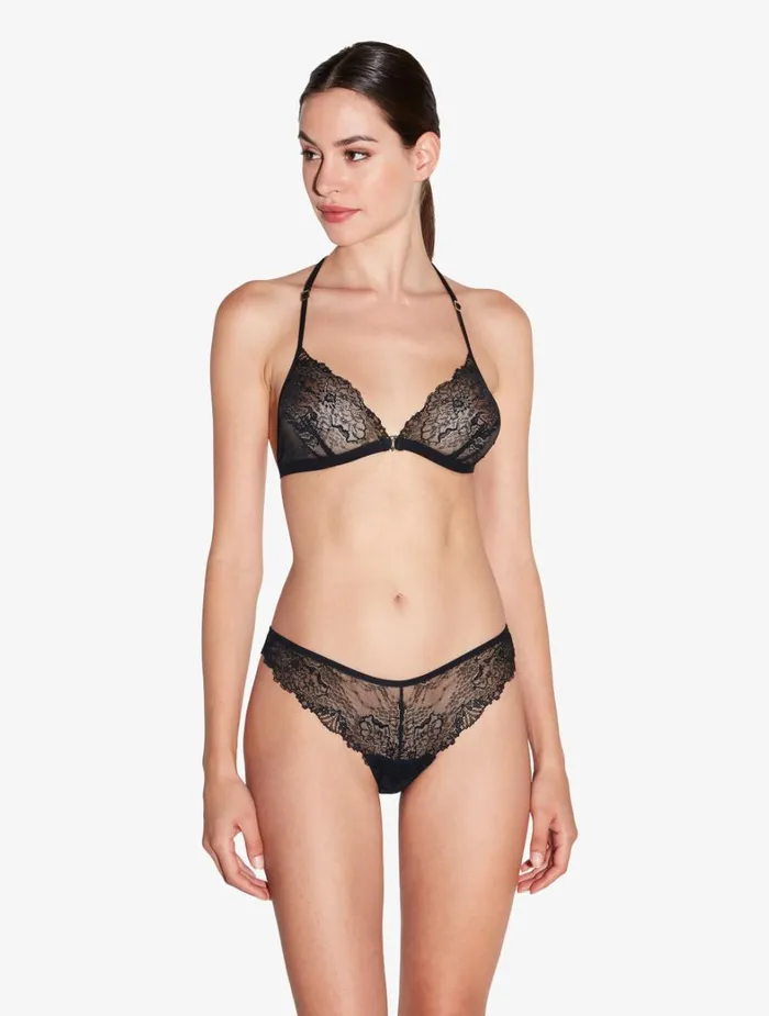 La Perla Brazilian Briefs In Black With Leavers Lace Women Brazilian