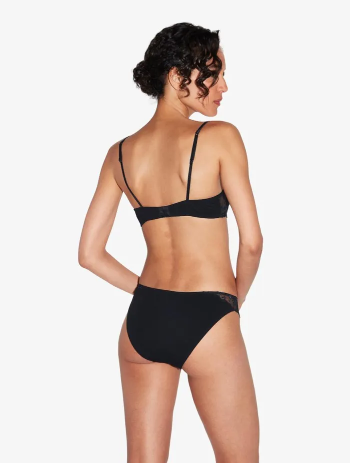 La Perla Briefs In Onyx With Embroidered Tulle Women Midrise
