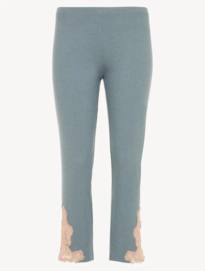 La Perla Cashmere Blend Ribbed Trousers In Sleepy Dream With Frastaglio Women Pajamas
