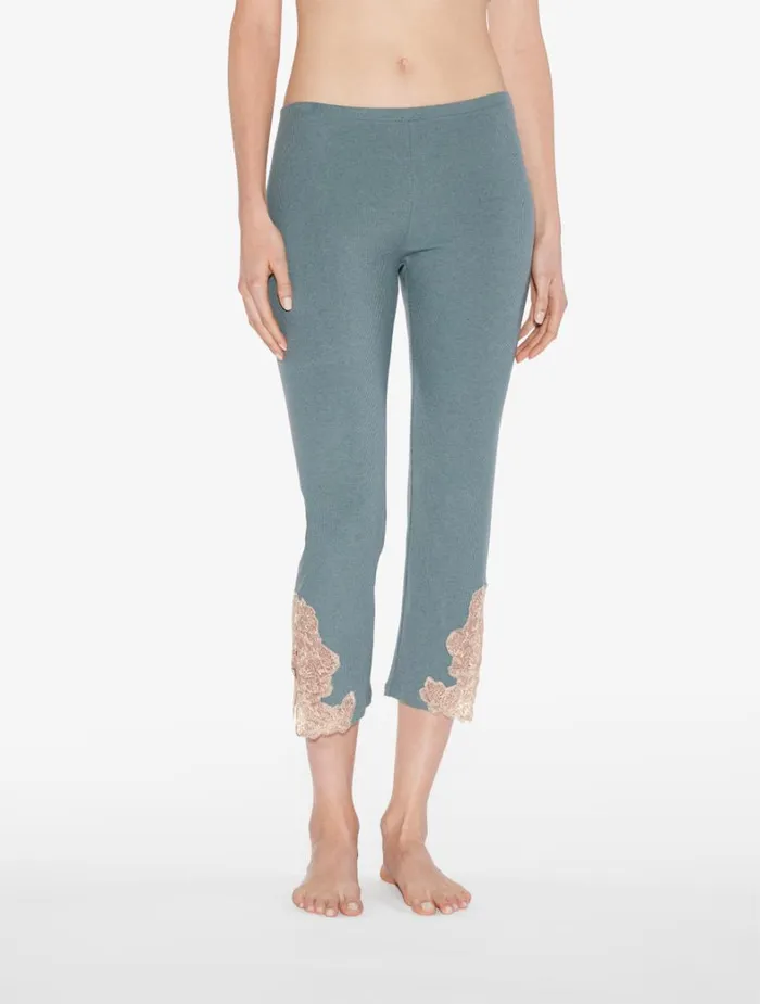 La Perla Cashmere Blend Ribbed Trousers In Sleepy Dream With Frastaglio Women Pajamas