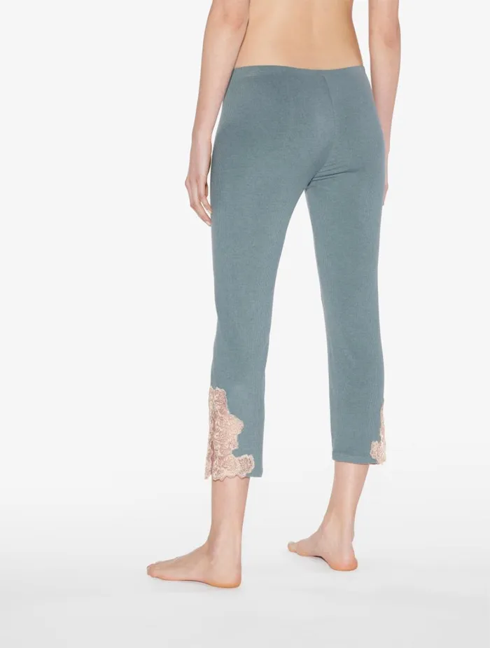 La Perla Cashmere Blend Ribbed Trousers In Sleepy Dream With Frastaglio Women Pajamas