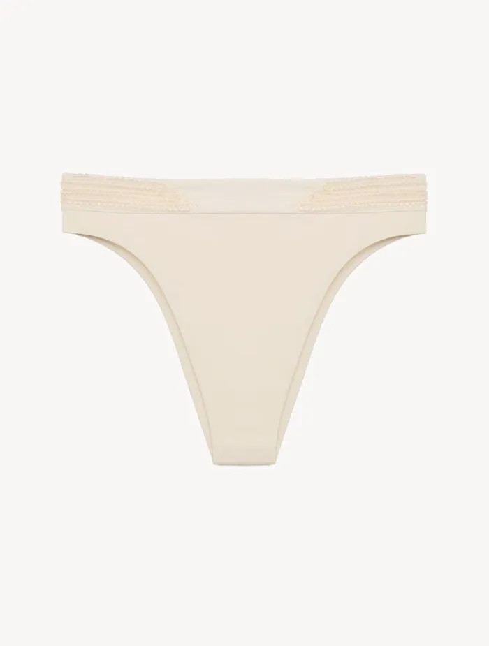 La Perla HighWaisted Brazilian Bikini Brief In Nude With Beading Women Bikinis