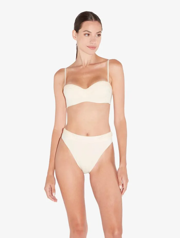 La Perla HighWaisted Brazilian Bikini Brief In Nude With Beading Women Bikinis