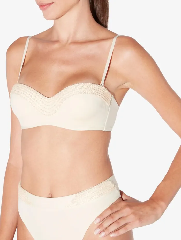 La Perla HighWaisted Brazilian Bikini Brief In Nude With Beading Women Bikinis
