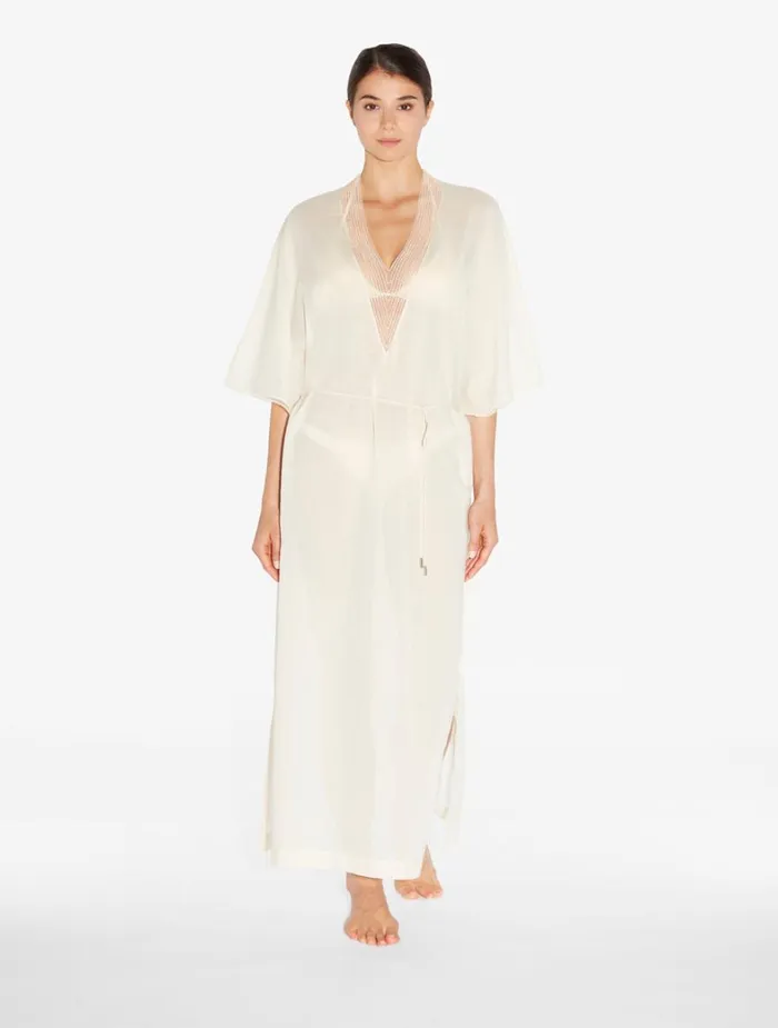 La Perla Kaftan In Nude With Beading Women Beach Coverups
