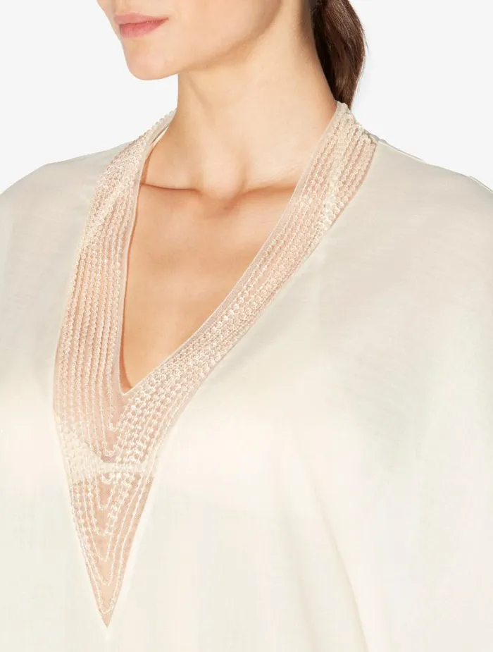 La Perla Kaftan In Nude With Beading Women Beach Coverups