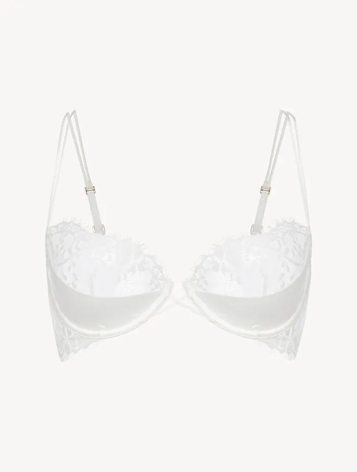 La Perla Leavers Lace Underwired Balconette Bra In OffWhite Women Balconette