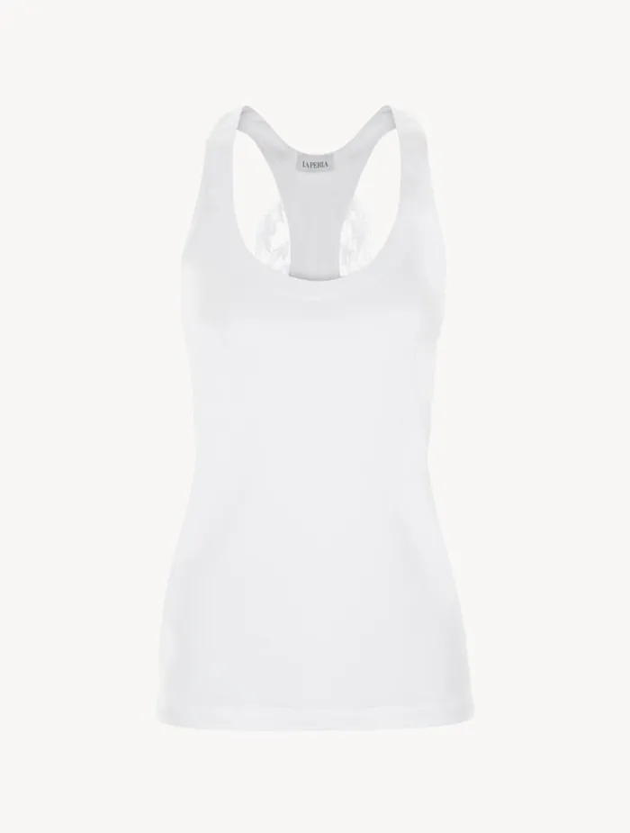 La Perla Luxury Cotton Night Shirt Vest Top In White Women Camisoles