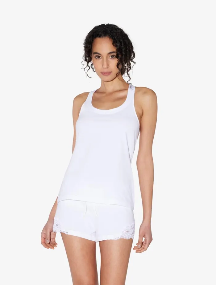 La Perla Luxury Cotton Night Shirt Vest Top In White Women Camisoles