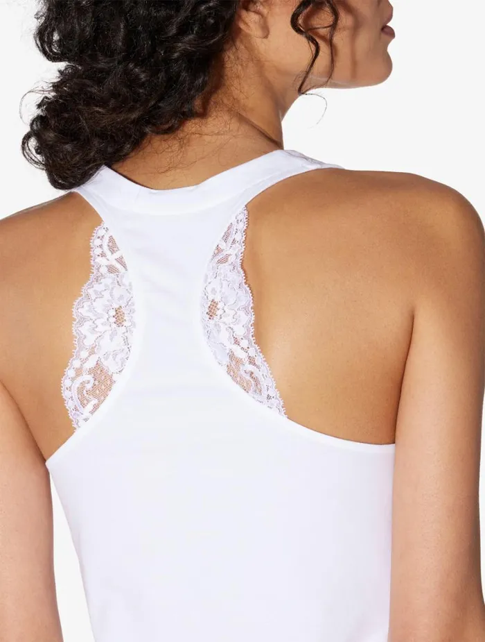 La Perla Luxury Cotton Night Shirt Vest Top In White Women Camisoles
