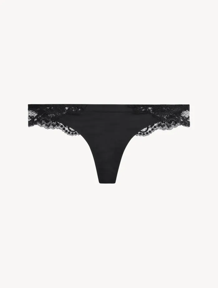 La Perla Luxury Cotton Thong In Black Women G String and Thong
