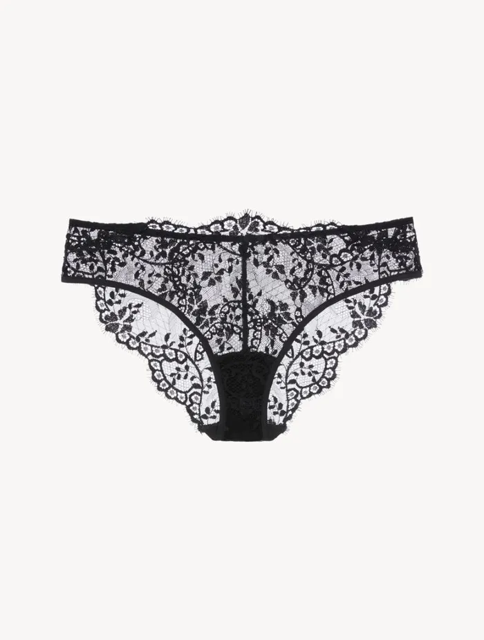 La Perla Luxury Leavers Lace Medium Panties In Black Women Midrise