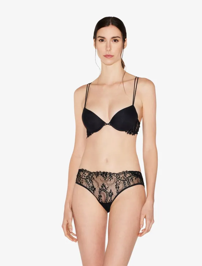 La Perla Luxury Leavers Lace Medium Panties In Black Women Midrise