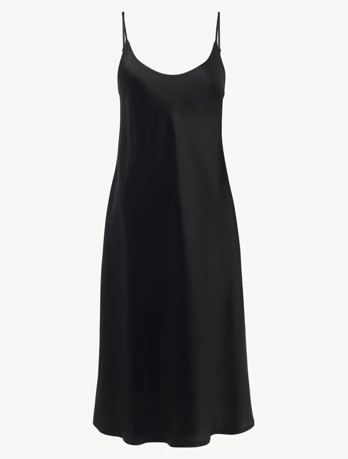 La Perla Luxury Silk Midi Nightdress In Black Women Slips and Dresses