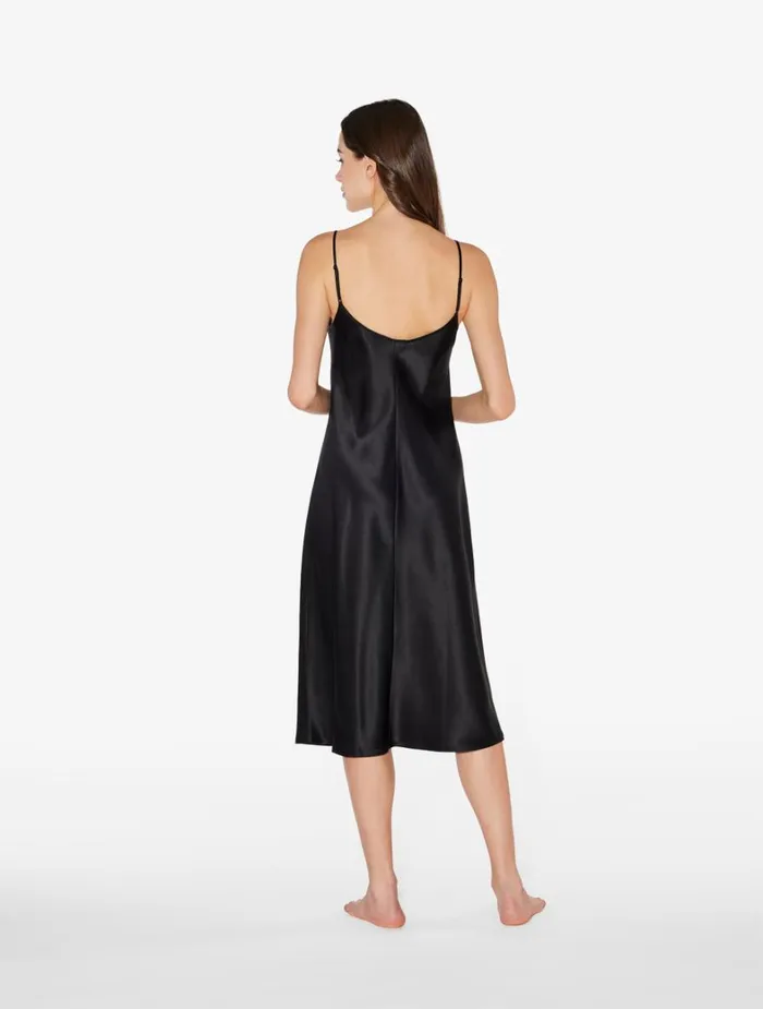 La Perla Luxury Silk Midi Nightdress In Black Women Slips and Dresses La Perla Luxury Silk Midi Nightdress In Black Women Slips and Dresses