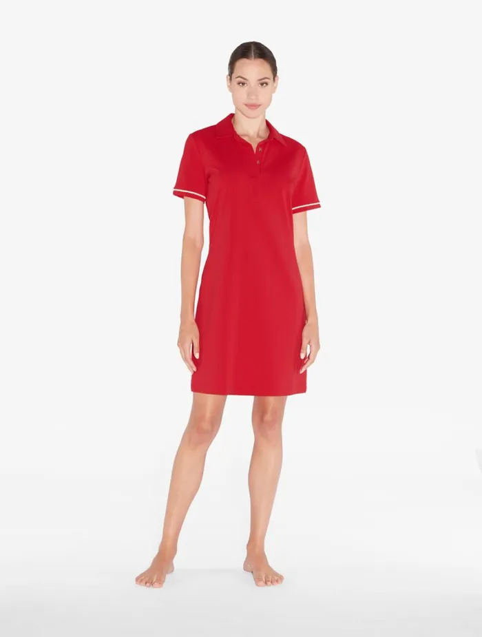 La Perla Monogram Polo Dress In Red Women Beach Coverups