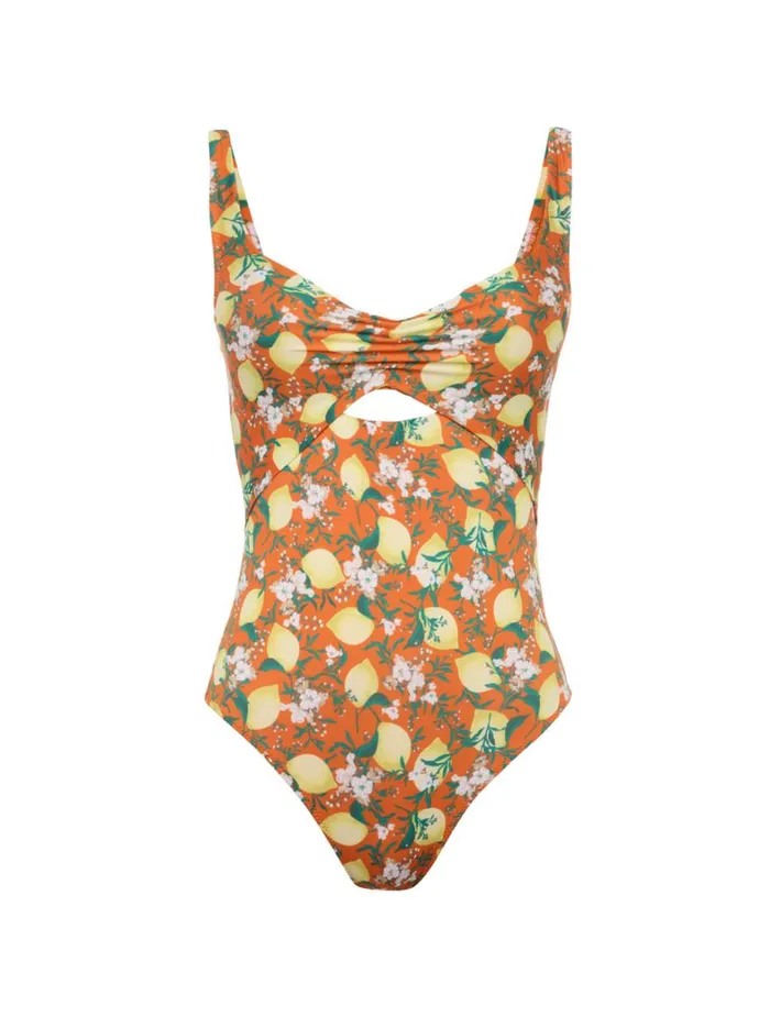 La Perla Orange Printed Cutout Swimsuit Women OnePiece Bathing Suits