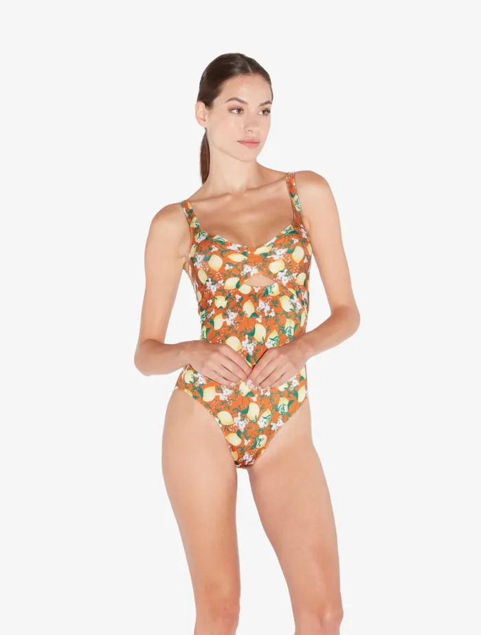 La Perla Orange Printed Cutout Swimsuit Women OnePiece Bathing Suits