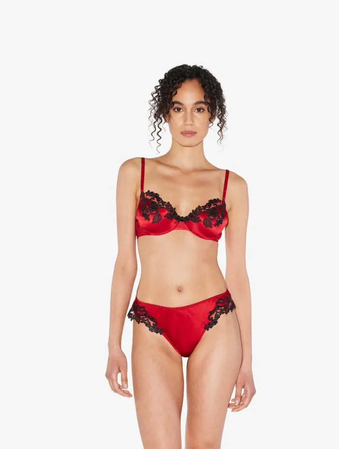 La Perla Red Silk Thong With Frastaglio Women G String and Thong