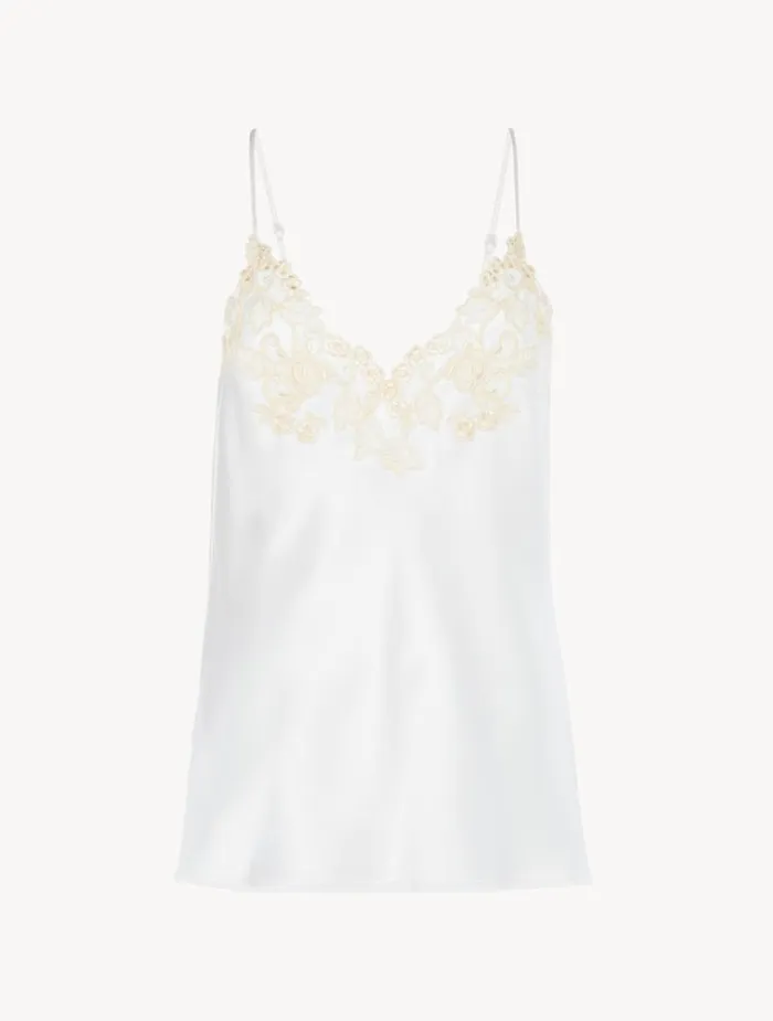 La Perla White Silk Camisole With Frastaglio Women Camisoles