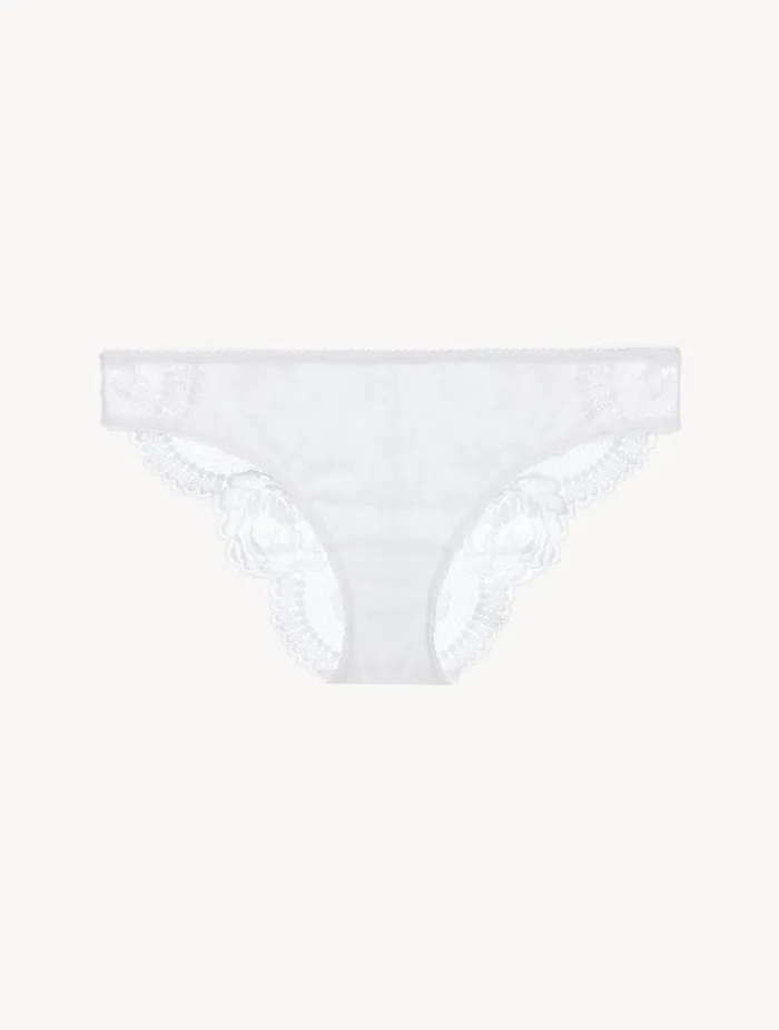 La Perla White Stretch Leavers Lace and Tulle MidRise Panties Women Midrise