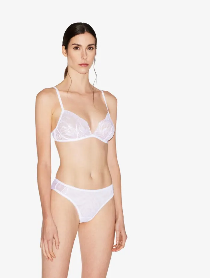 La Perla White Stretch Leavers Lace and Tulle MidRise Panties Women Midrise