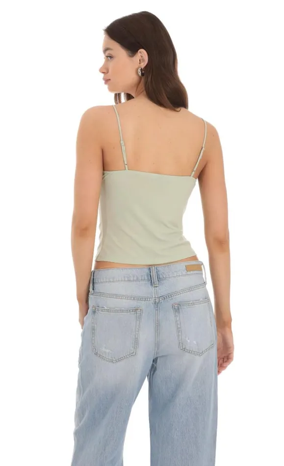 Lace Bow Top Sage Women LUCY IN THE SKY Tops Lace Bow Top Sage Women LUCY IN THE SKY Tops