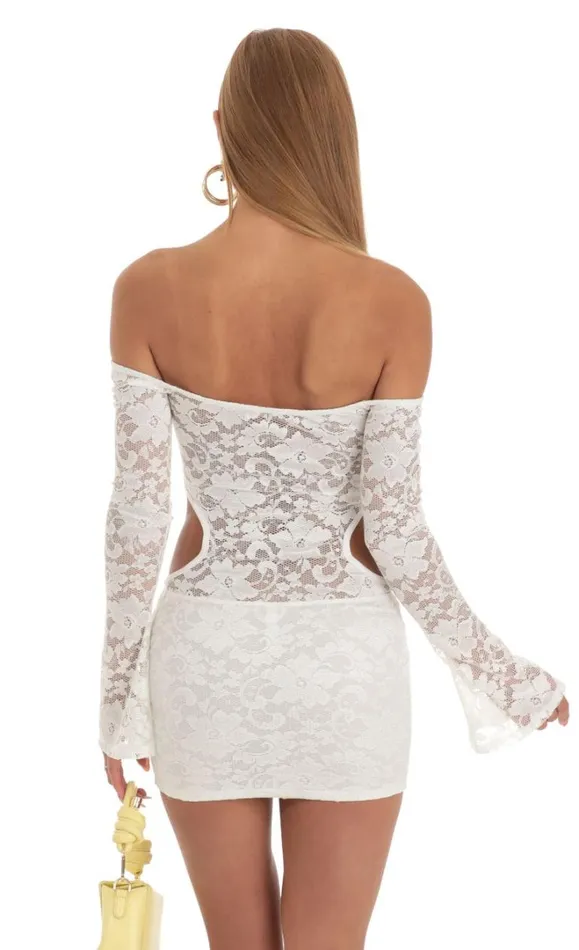Lace Cutout Dress White Women LUCY IN THE SKY Mini Dresses Lace Cutout Dress White Women LUCY IN THE SKY Mini Dresses