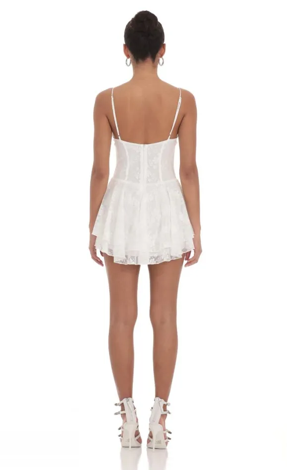 Lace Floral ALine Dress White Women LUCY IN THE SKY Mini Dresses Lace Floral ALine Dress White Women LUCY IN THE SKY Mini Dresses