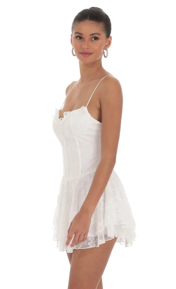 Lace Floral ALine Dress White Women LUCY IN THE SKY Mini Dresses Lace Floral ALine Dress White Women LUCY IN THE SKY Mini Dresses