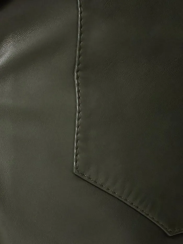 Leather Barrel Leg Trouser Green Women Jigsaw Leather
