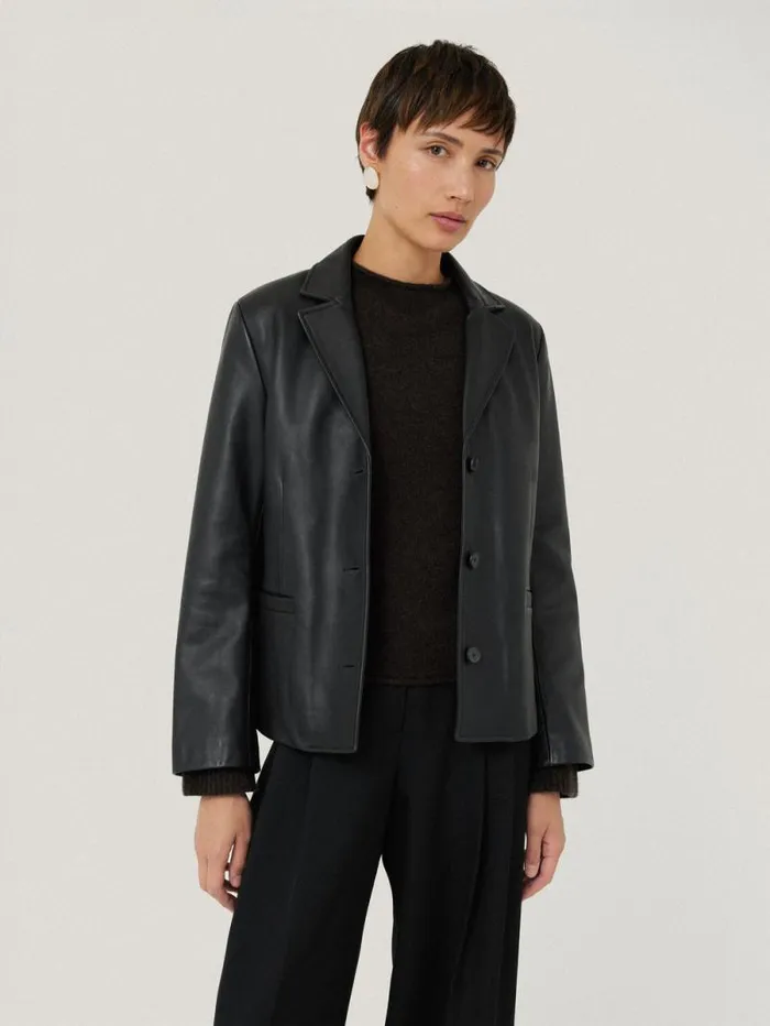 Leather Tailored Blazer Black Women Jigsaw Leather