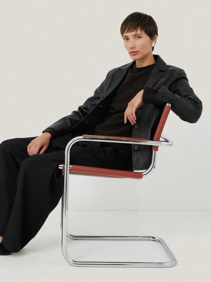 Leather Tailored Blazer Black Women Jigsaw Leather