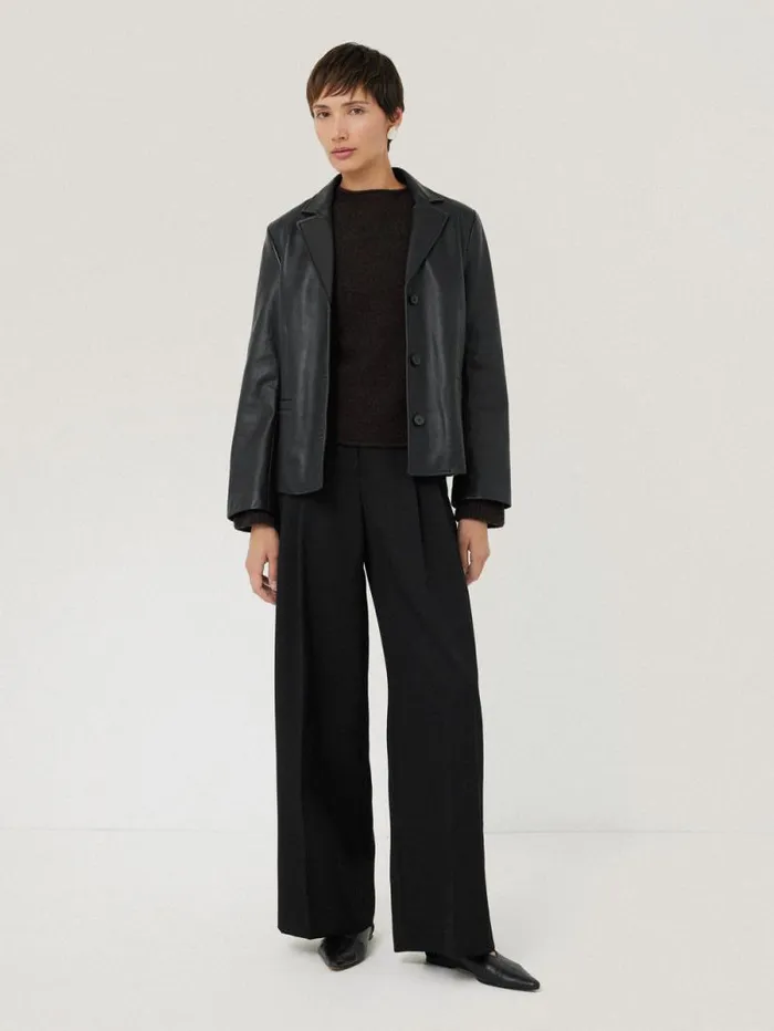 Leather Tailored Blazer Black Women Jigsaw Leather