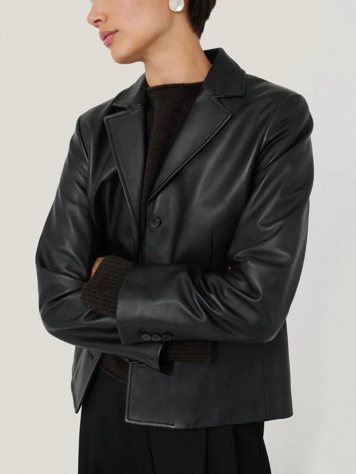 Leather Tailored Blazer Black Women Jigsaw Leather