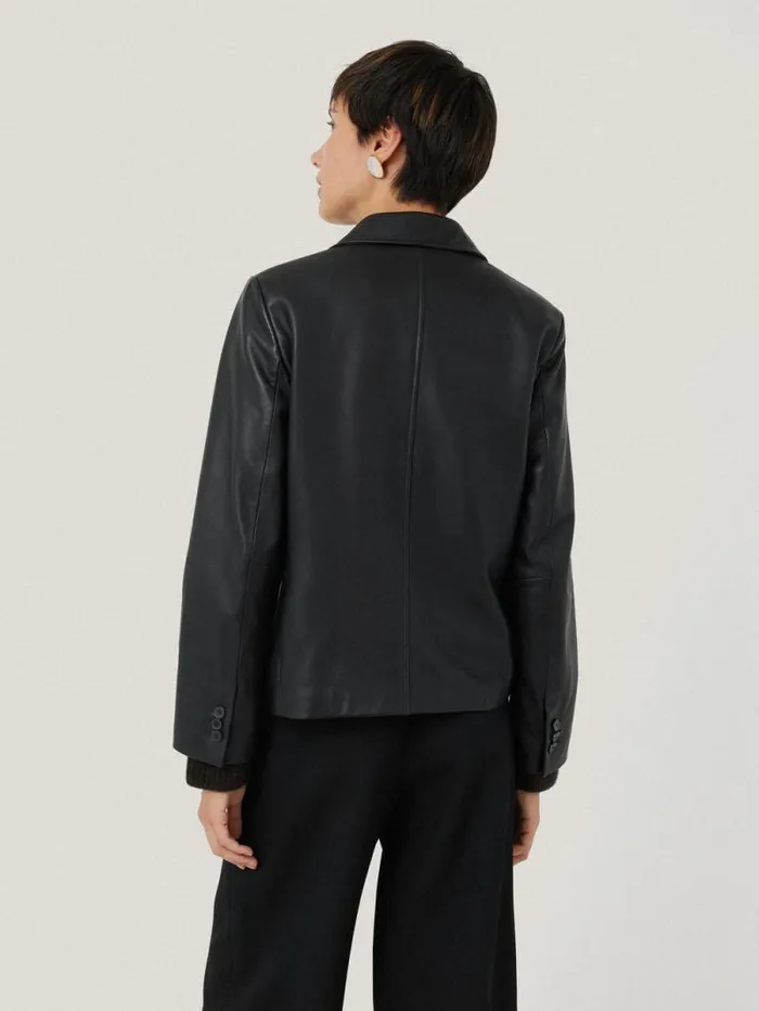 Leather Tailored Blazer Black Women Jigsaw Leather